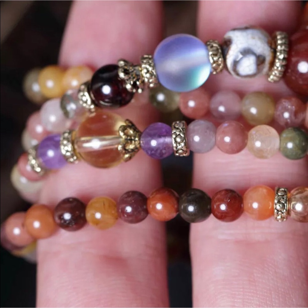 Reiki Charged Mixed gemstone Mala prayer necklace - Picture 6 of 7